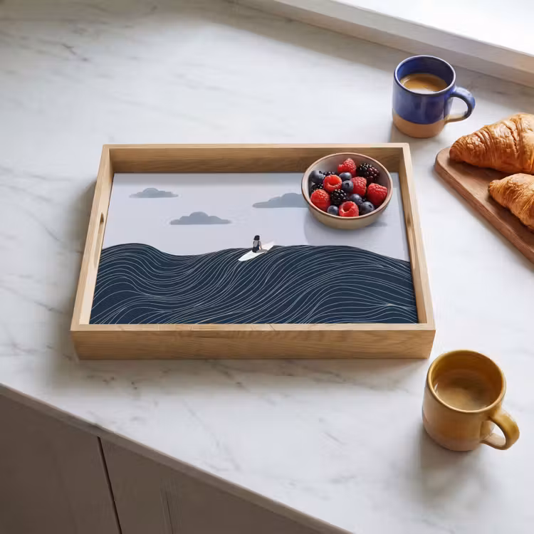 Dienblad - Persoon - Surfen - Oceaan - Natuur - Modern — 4