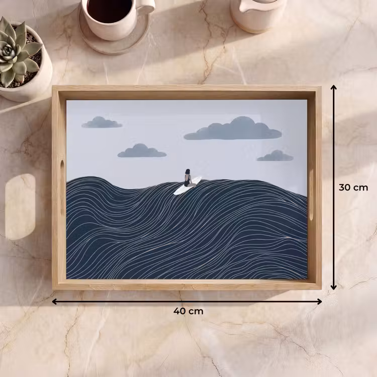 Dienblad - Persoon - Surfen - Oceaan - Natuur - Modern — 9