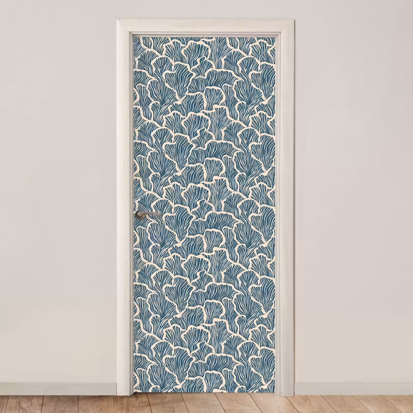Deursticker - Organisch - Blauw - Crème - Schelpen — 1