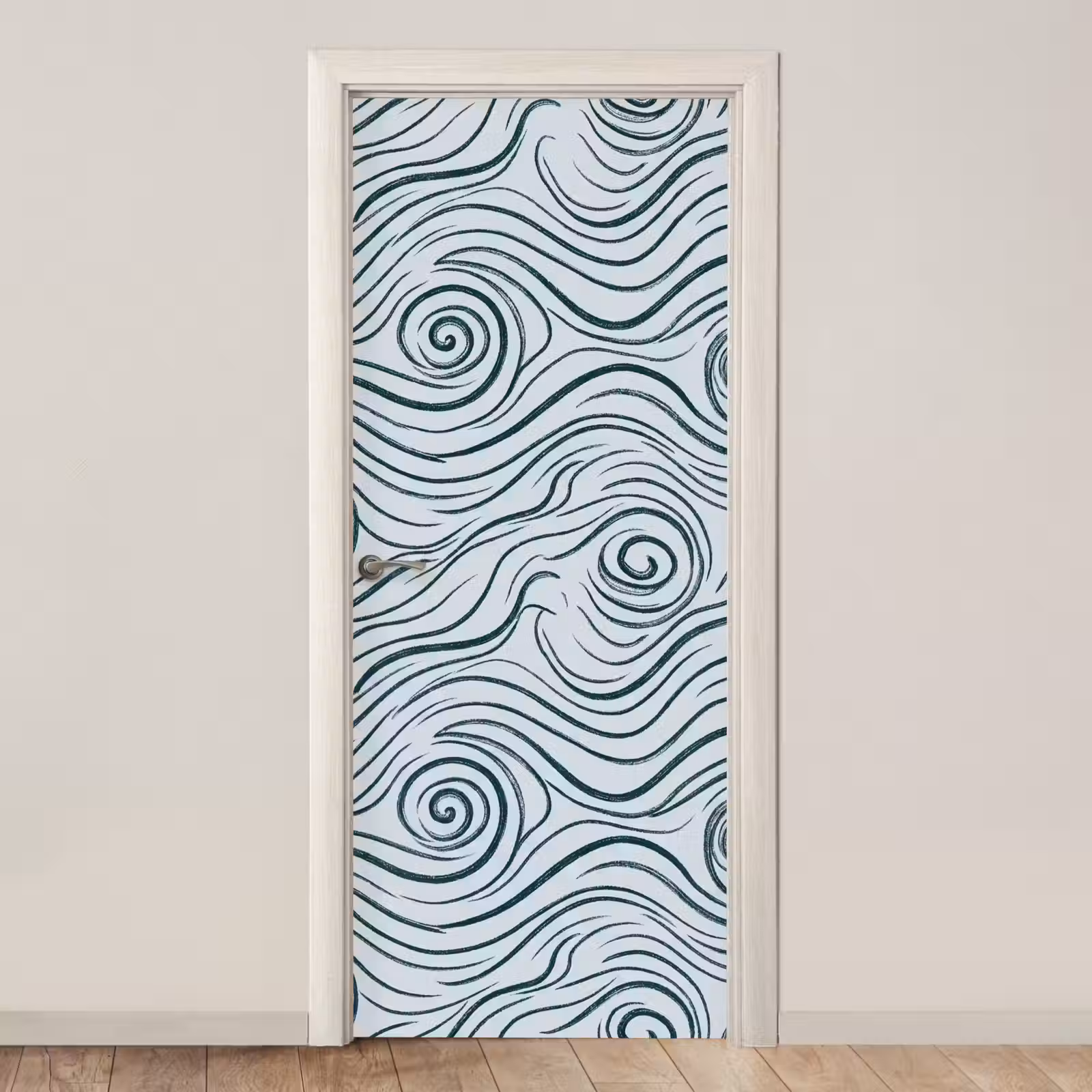 Deursticker - Patroon - Golven - Abstract - Modern - Blauw — 1