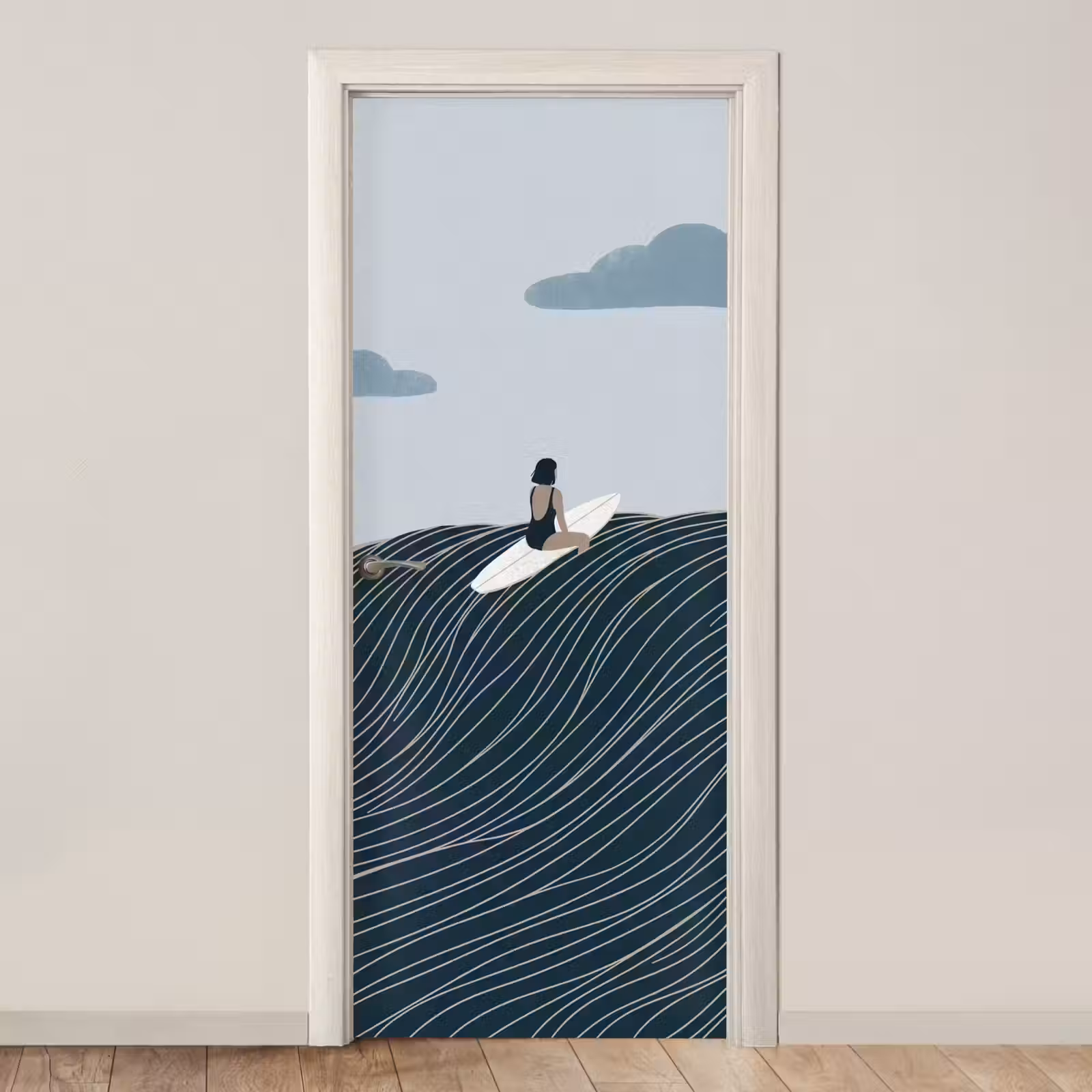 Deursticker - Persoon - Surfen - Oceaan - Natuur - Modern — 1