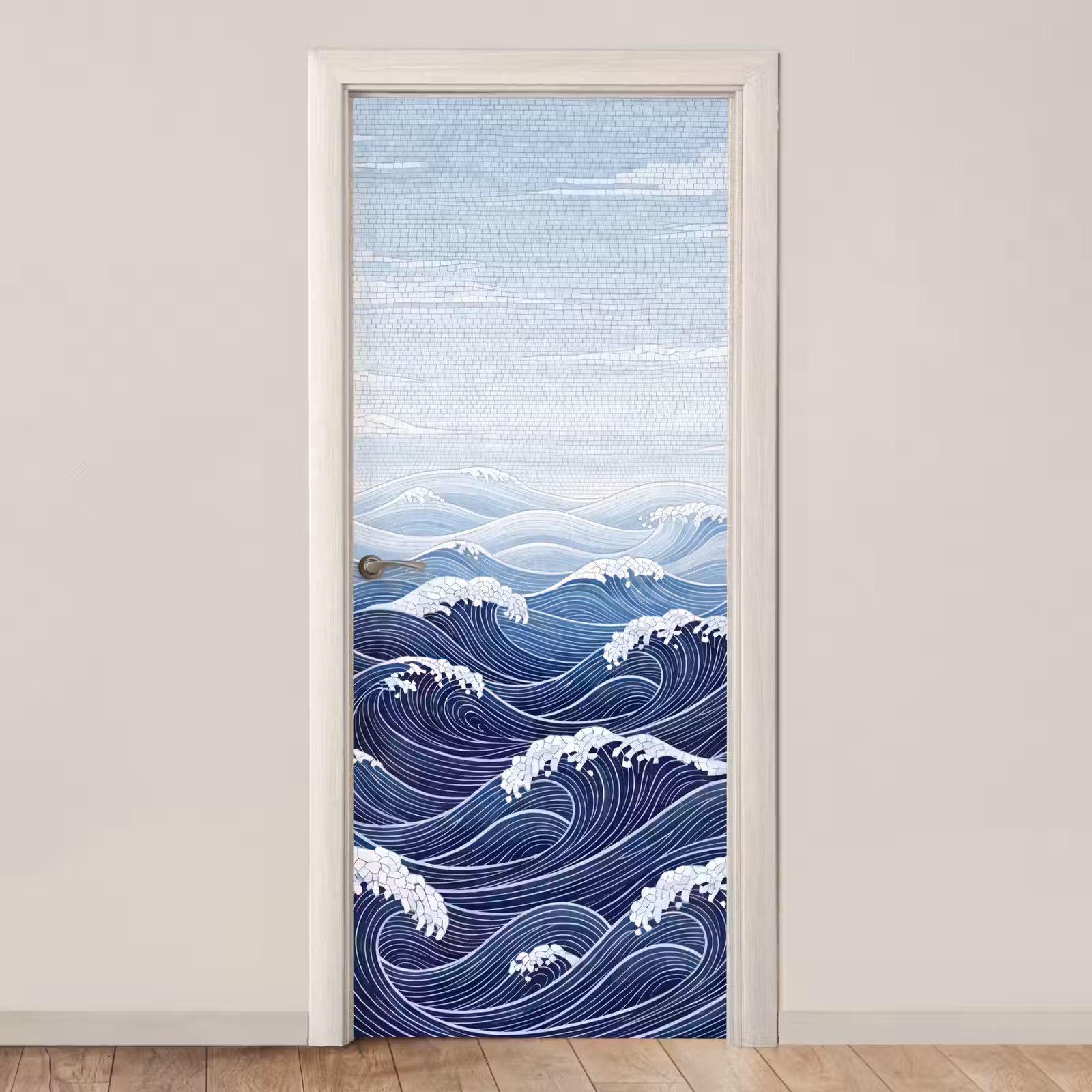 Deursticker - Water - Mozaïek - Landschap - Modern - Blauw — 1