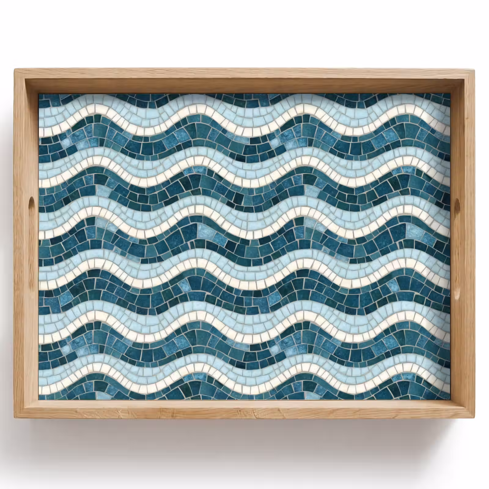 Dienblad - Blauw - Wit - Mozaïek - Golvend — 1