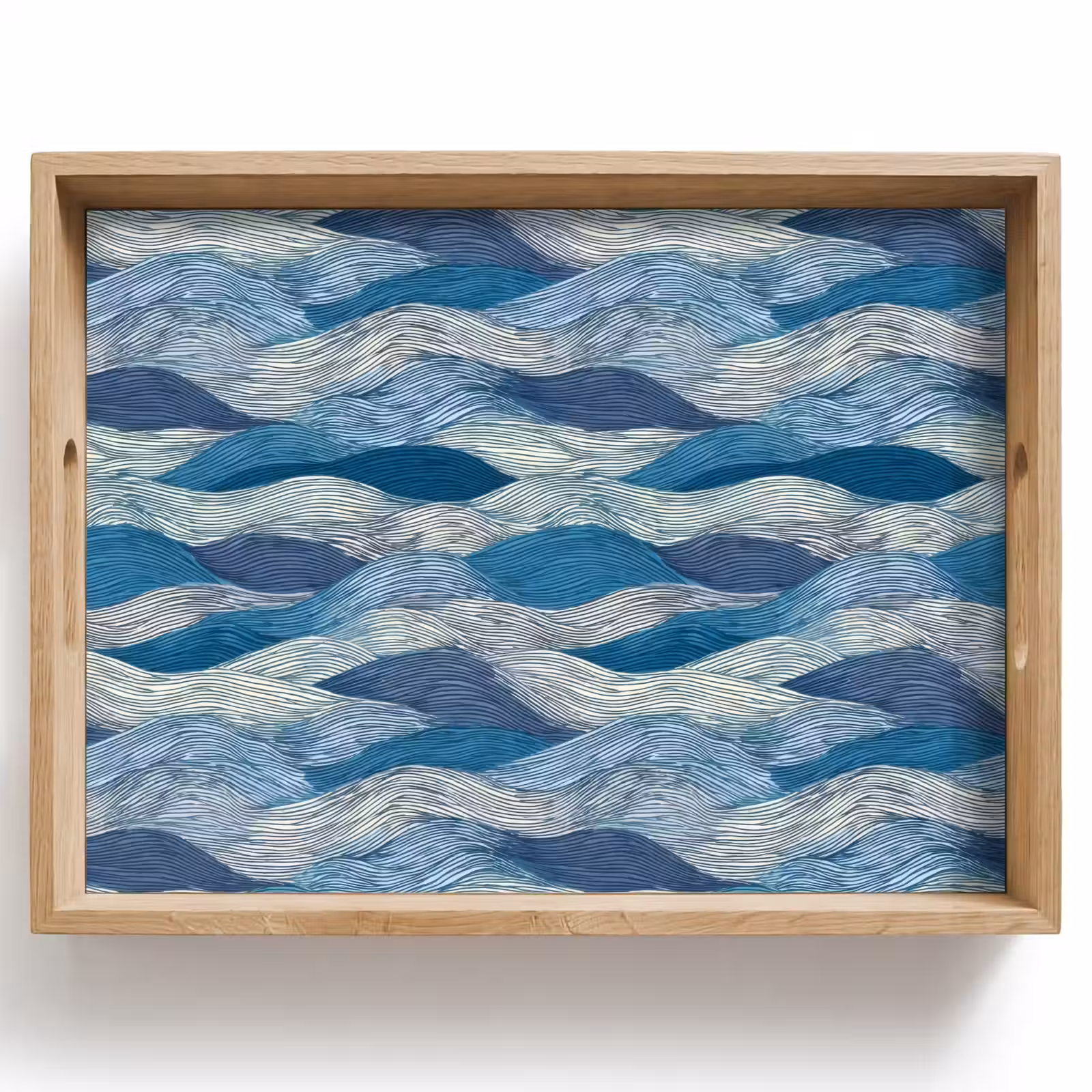 Dienblad - Getekend - Blauw - Wit - Golvend - Streepjes — 1