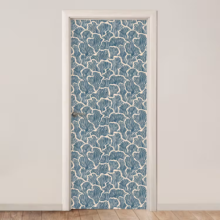Deursticker - Organisch - Blauw - Crème - Schelpen — 1
