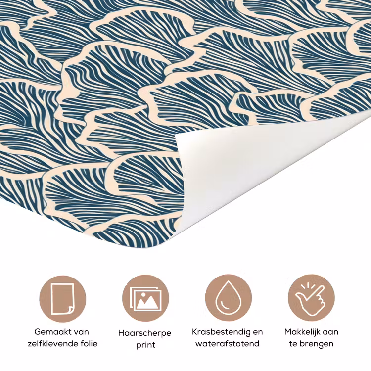 Deursticker - Organisch - Blauw - Crème - Schelpen — 3