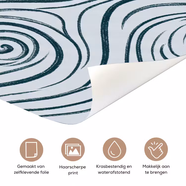 Deursticker - Patroon - Golven - Abstract - Modern - Blauw — 3