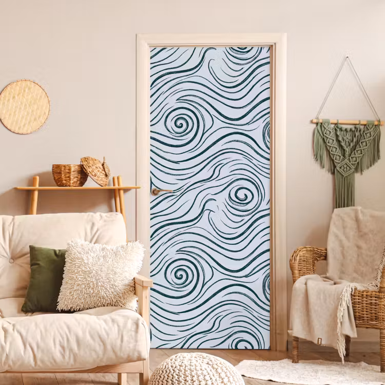 Deursticker - Patroon - Golven - Abstract - Modern - Blauw — 4