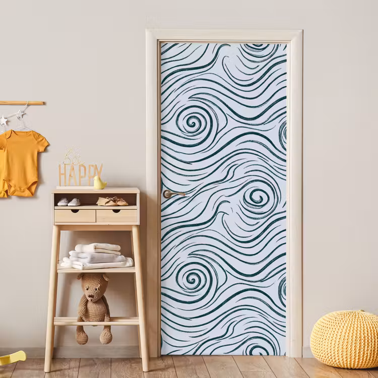 Deursticker - Patroon - Golven - Abstract - Modern - Blauw — 6