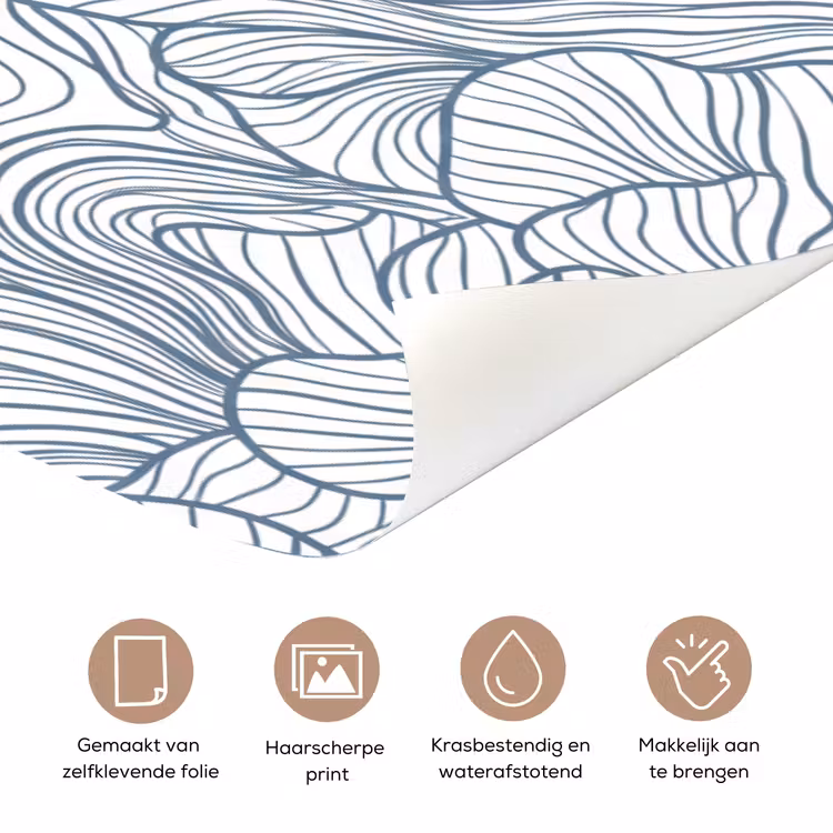 Deursticker - Patroon - Lijnen - Organisch - Abstract - Blauw — 3