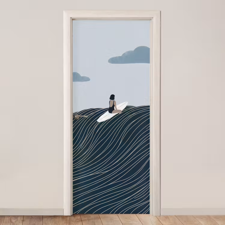Deursticker - Persoon - Surfen - Oceaan - Natuur - Modern — 1