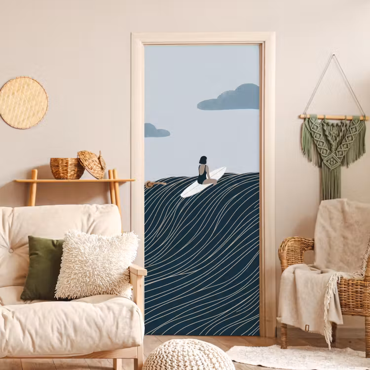 Deursticker - Persoon - Surfen - Oceaan - Natuur - Modern — 4