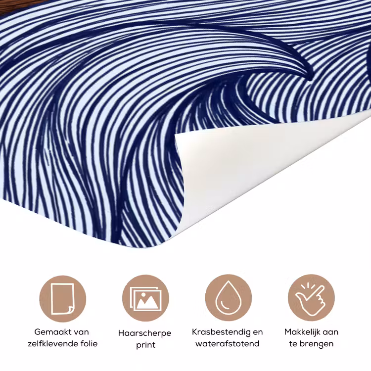 Deursticker - Schip - Golven - Zee - Illustratie - Blauw — 3