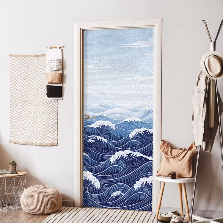 Deursticker - Water - Mozaïek - Landschap - Modern - Blauw — 8