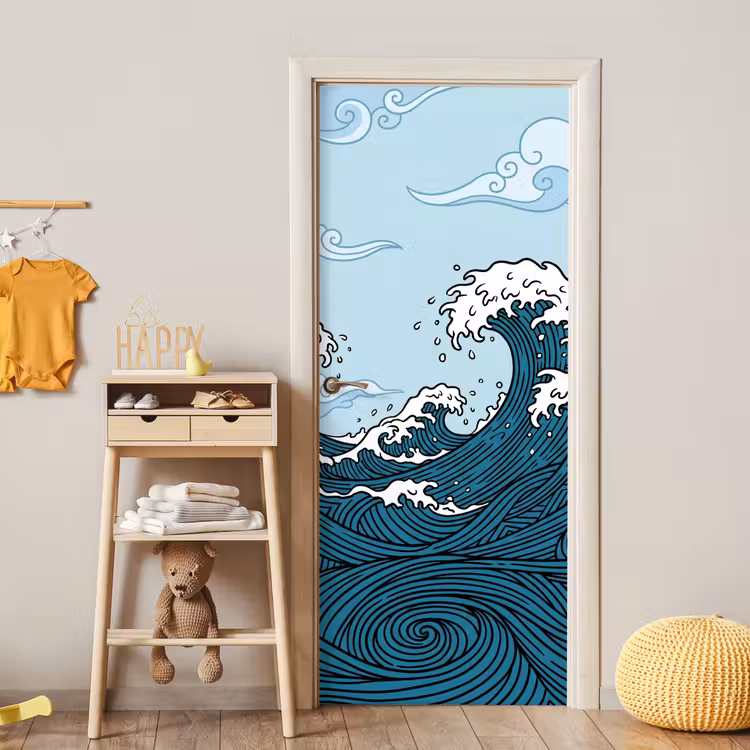 Deursticker - Zee - Golven - Japans - Natuur - Blauw — 6