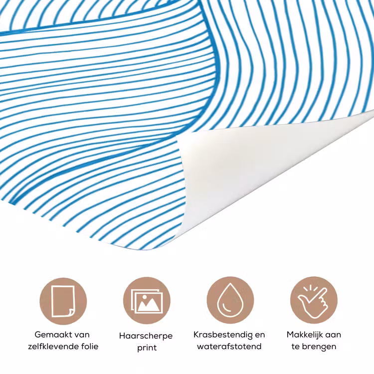 Deursticker - Zeilboot - Golven - Zee - Illustratie - Blauw — 3