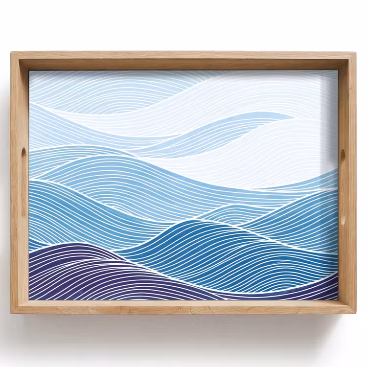 Dienblad - Abstract - Golven - Patroon - Blauw - Modern — 1