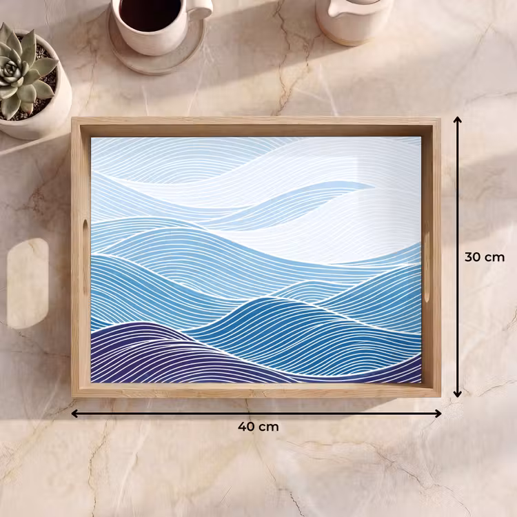 Dienblad - Abstract - Golven - Patroon - Blauw - Modern — 9