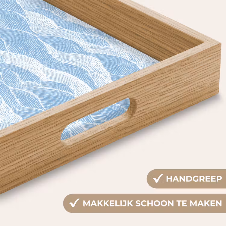 Dienblad - Blauw - Wit - Golven - Getekend — 5