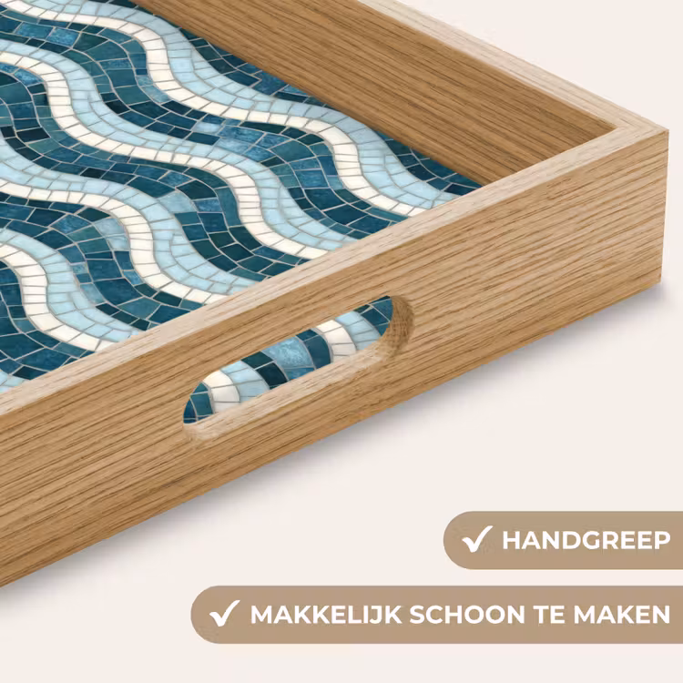 Dienblad - Blauw - Wit - Mozaïek - Golvend — 5