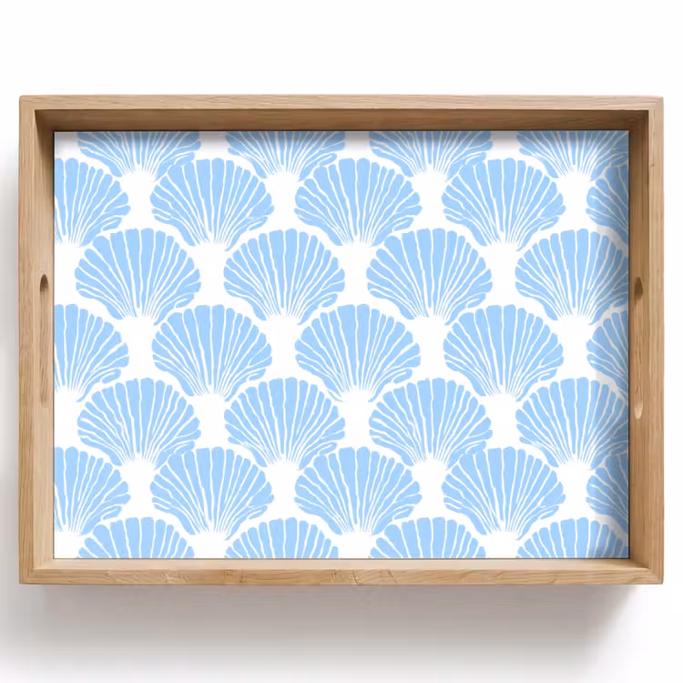 Dienblad - Blauw - Wit - Schelpen - Grafisch - Structuur — 1