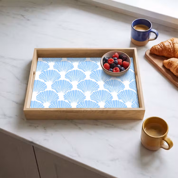 Dienblad - Blauw - Wit - Schelpen - Grafisch - Structuur — 4