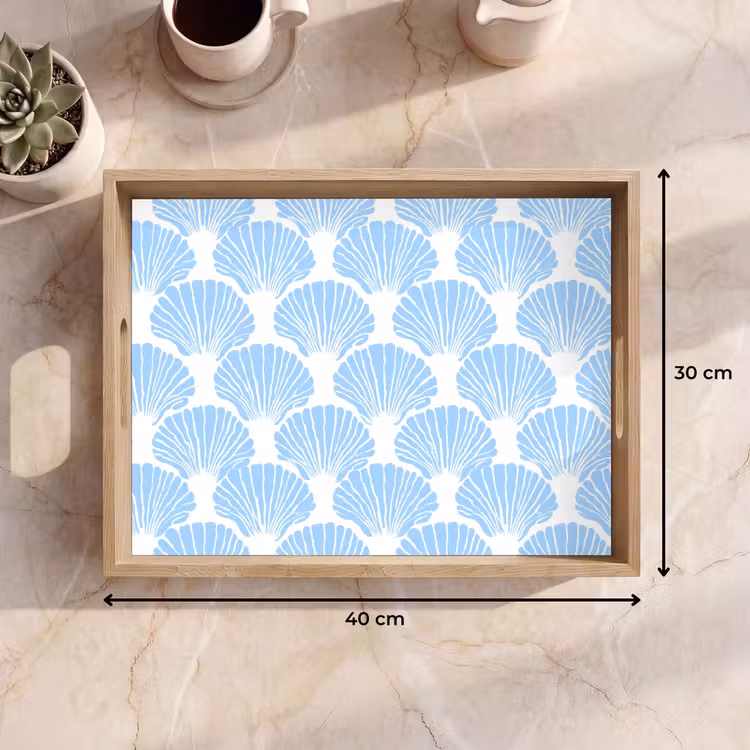 Dienblad - Blauw - Wit - Schelpen - Grafisch - Structuur — 9