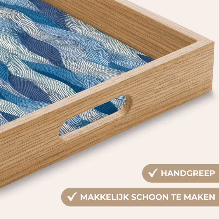 Dienblad - Getekend - Blauw - Wit - Golvend - Streepjes — 5