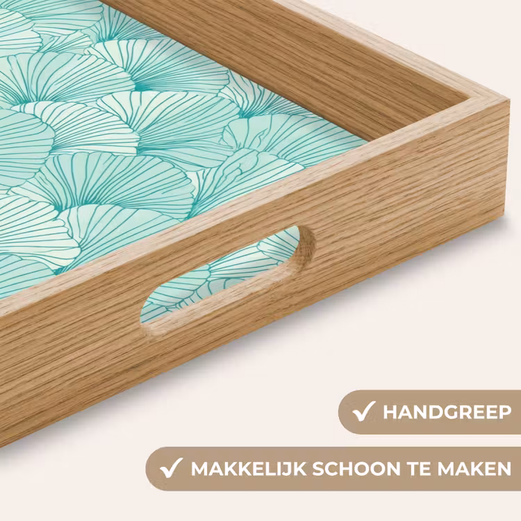Dienblad - Groen - Wit - Ginko - Getekend - Textuur — 5