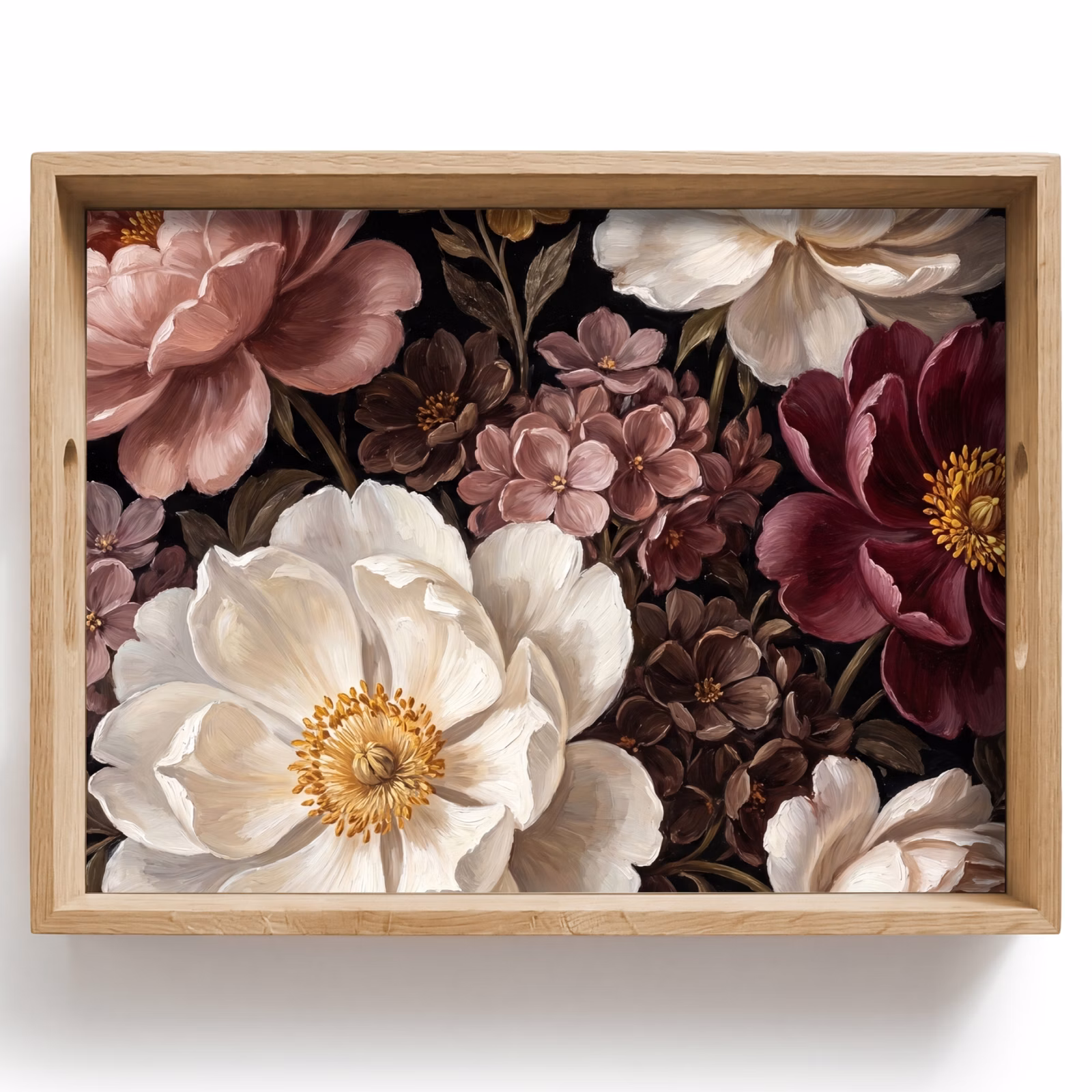 Dienblad - Bloemen - Boeket - Klassiek - Donker - Rood — 1