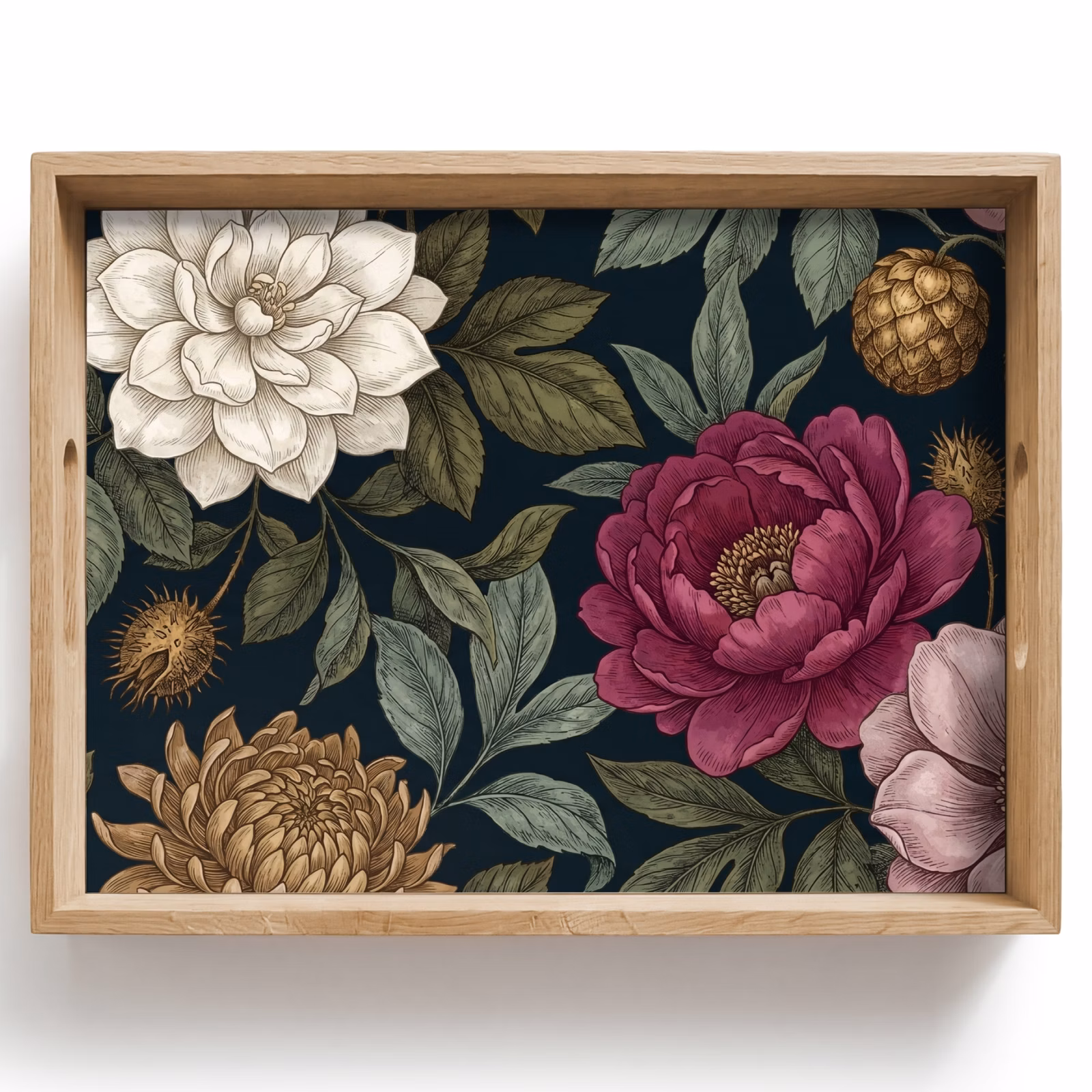 Dienblad - Bloemen - Botanisch - Illustratie - Donker - Vintage — 1