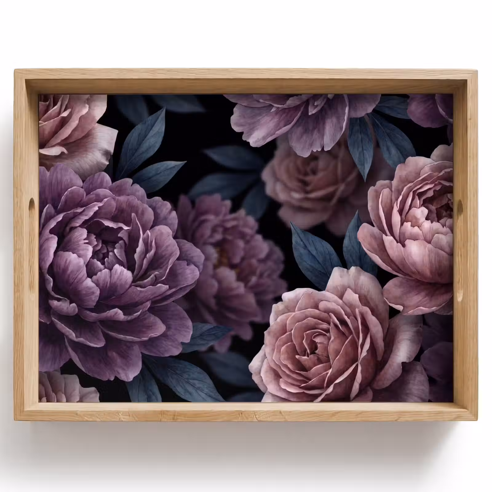 Dienblad - Bloemen - Patroon - Donker - Botanisch - Paars — 1