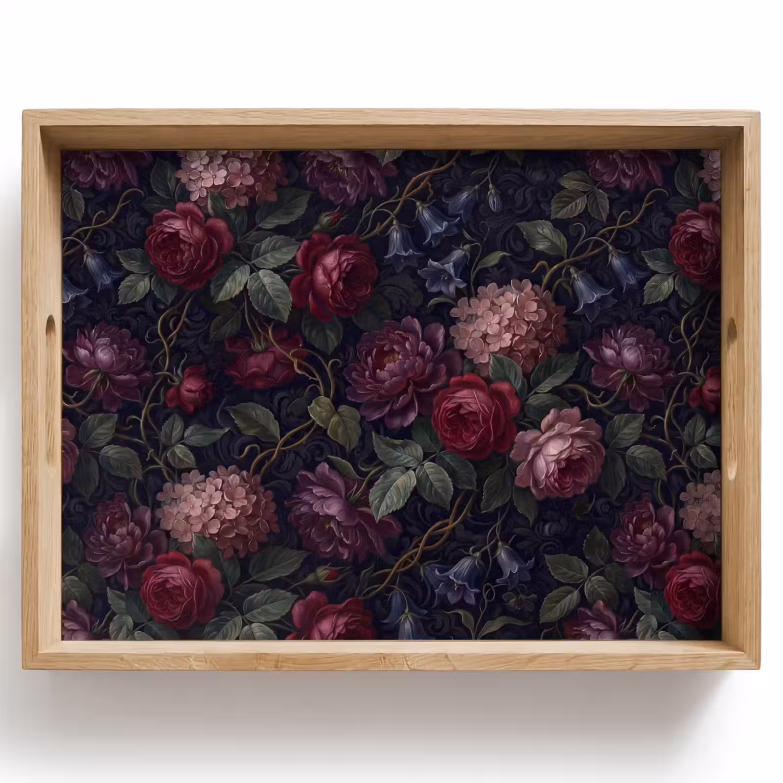 Dienblad - Bloemen - Rood - Klassiek - Donker - Patroon — 1