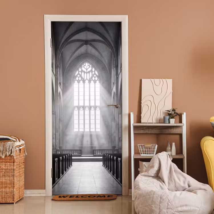 Deursticker - Kerk - Interieur - Lichtstralen - Architectuur - Klassiek — 2