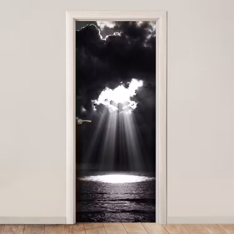 Deursticker - Licht - Wolken - Zee - Zwart-wit - Natuur — 1