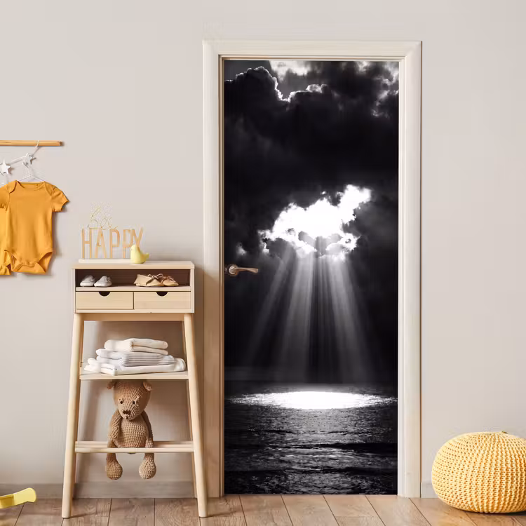 Deursticker - Licht - Wolken - Zee - Zwart-wit - Natuur — 6