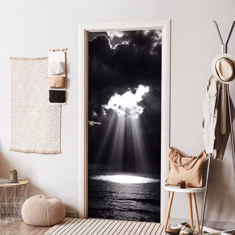 Deursticker - Licht - Wolken - Zee - Zwart-wit - Natuur — 8