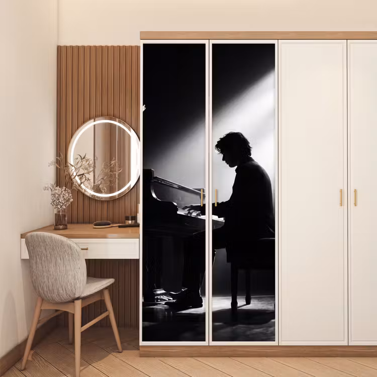 Deursticker - Persoon - Piano - Muziek - Zwart-wit - Podium — 5