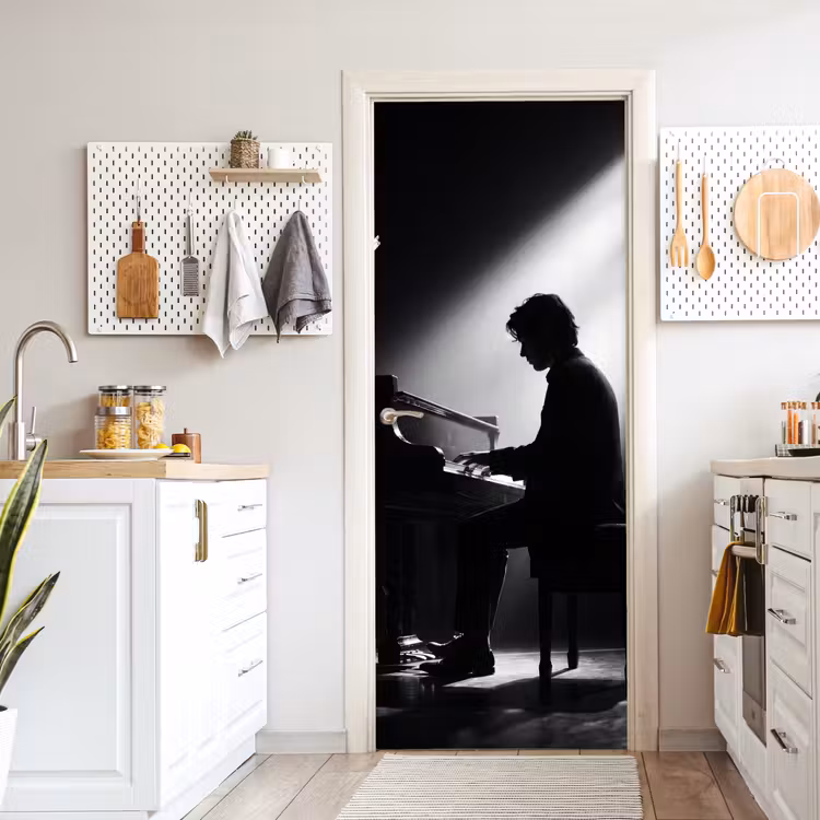 Deursticker - Persoon - Piano - Muziek - Zwart-wit - Podium — 7