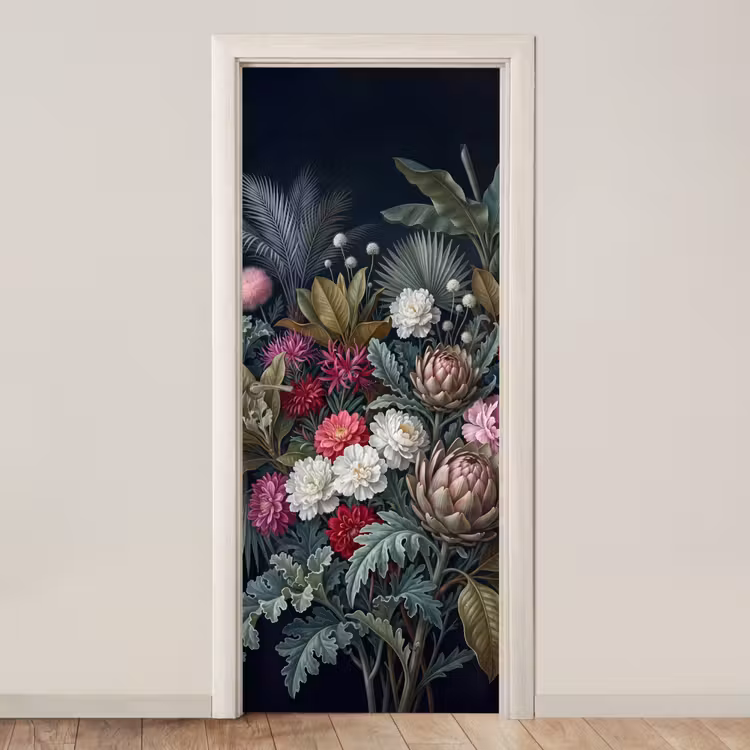 Deursticker - Planten - Tropisch - Botanisch - Donker - Groen — 1