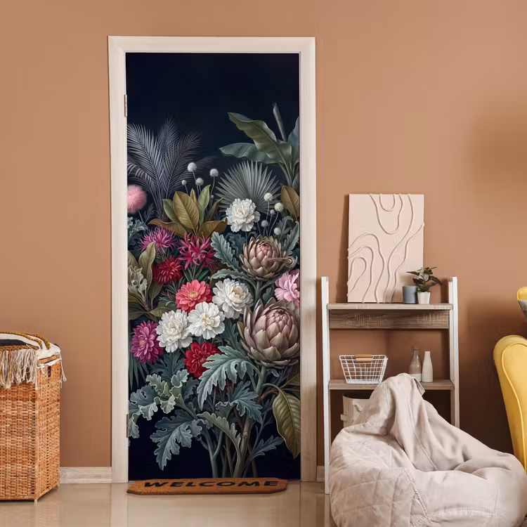 Deursticker - Planten - Tropisch - Botanisch - Donker - Groen — 2