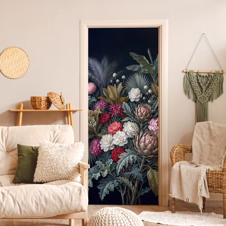 Deursticker - Planten - Tropisch - Botanisch - Donker - Groen — 4
