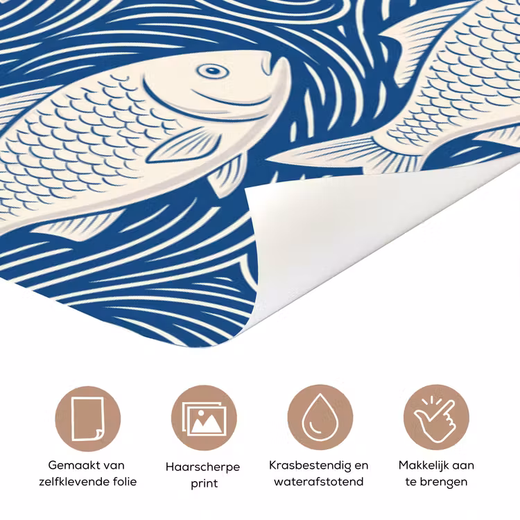 Deursticker - Vis - Water - Patroon - Grafisch - Blauw — 3