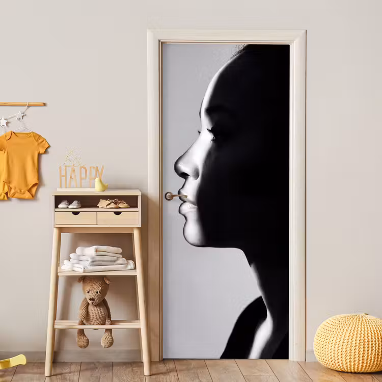 Deursticker - Vrouw - Profiel - Mensen - Zwart-wit — 6