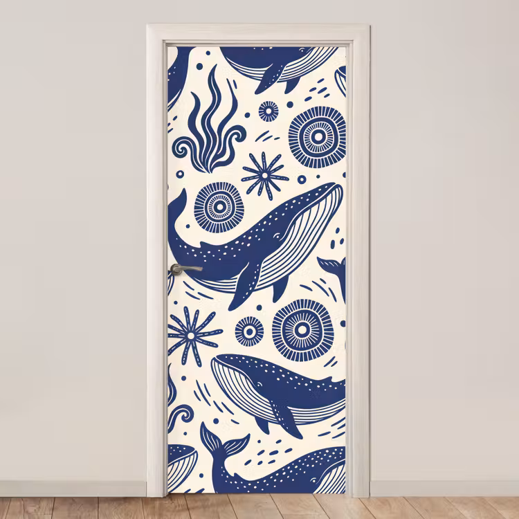 Deursticker - Walvis - Onderwater - Dieren - Abstract - Blauw — 1