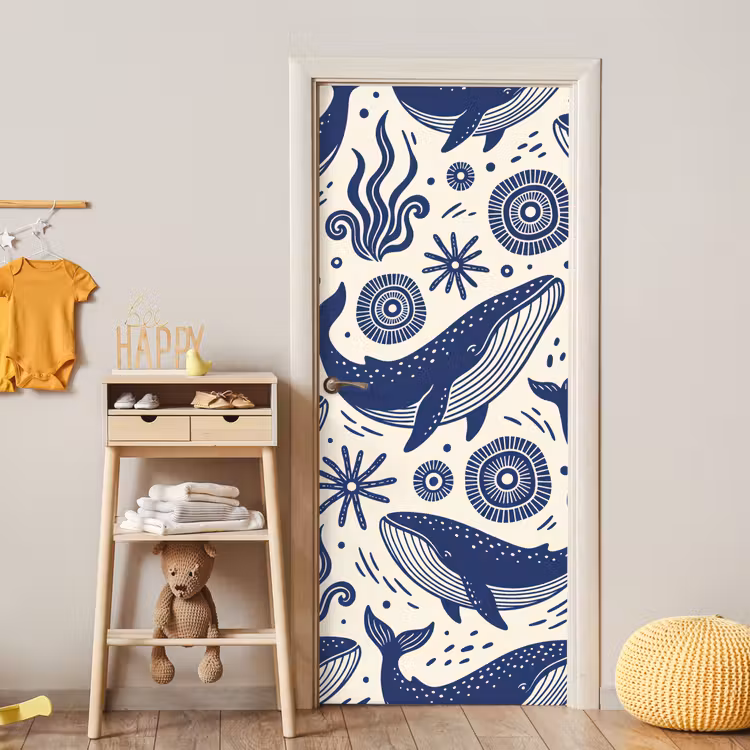 Deursticker - Walvis - Onderwater - Dieren - Abstract - Blauw — 6
