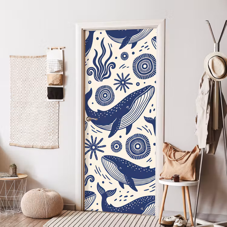 Deursticker - Walvis - Onderwater - Dieren - Abstract - Blauw — 8