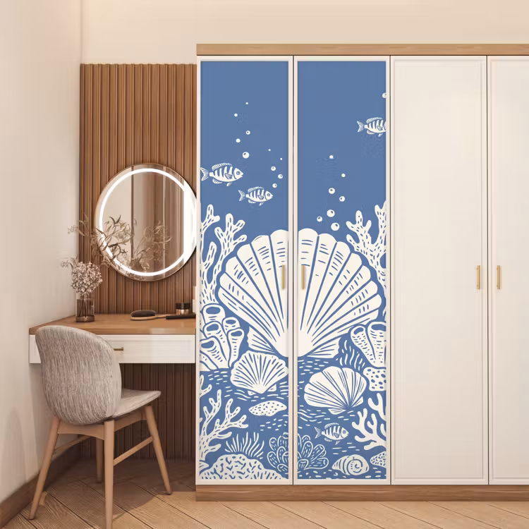 Deursticker - Zeeleven - Koraal - Schelp - Vis - Illustratie - Onderwater — 5