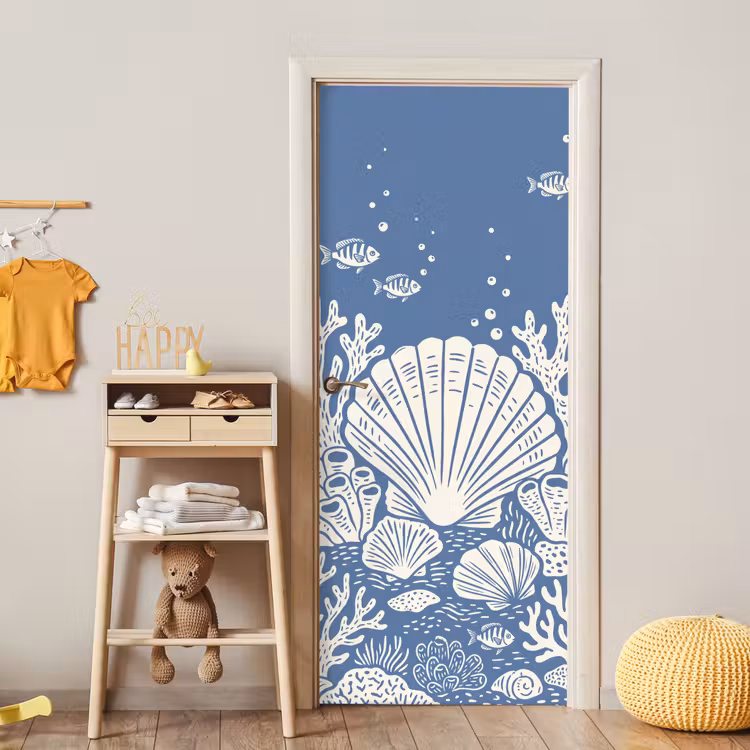 Deursticker - Zeeleven - Koraal - Schelp - Vis - Illustratie - Onderwater — 6