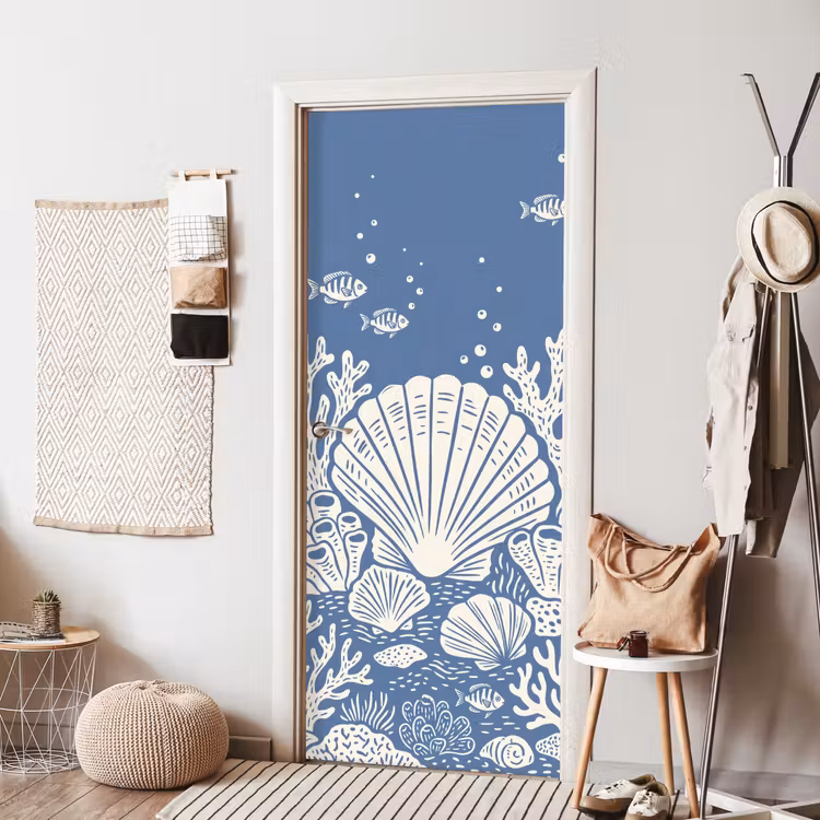 Deursticker - Zeeleven - Koraal - Schelp - Vis - Illustratie - Onderwater — 8